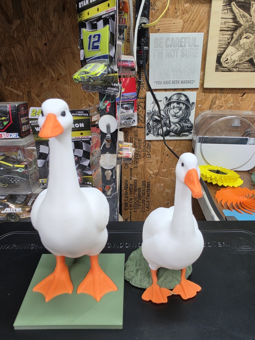 Decorative Goose Figurine in Neon Yellow Raincoat - Picture 2 of 5